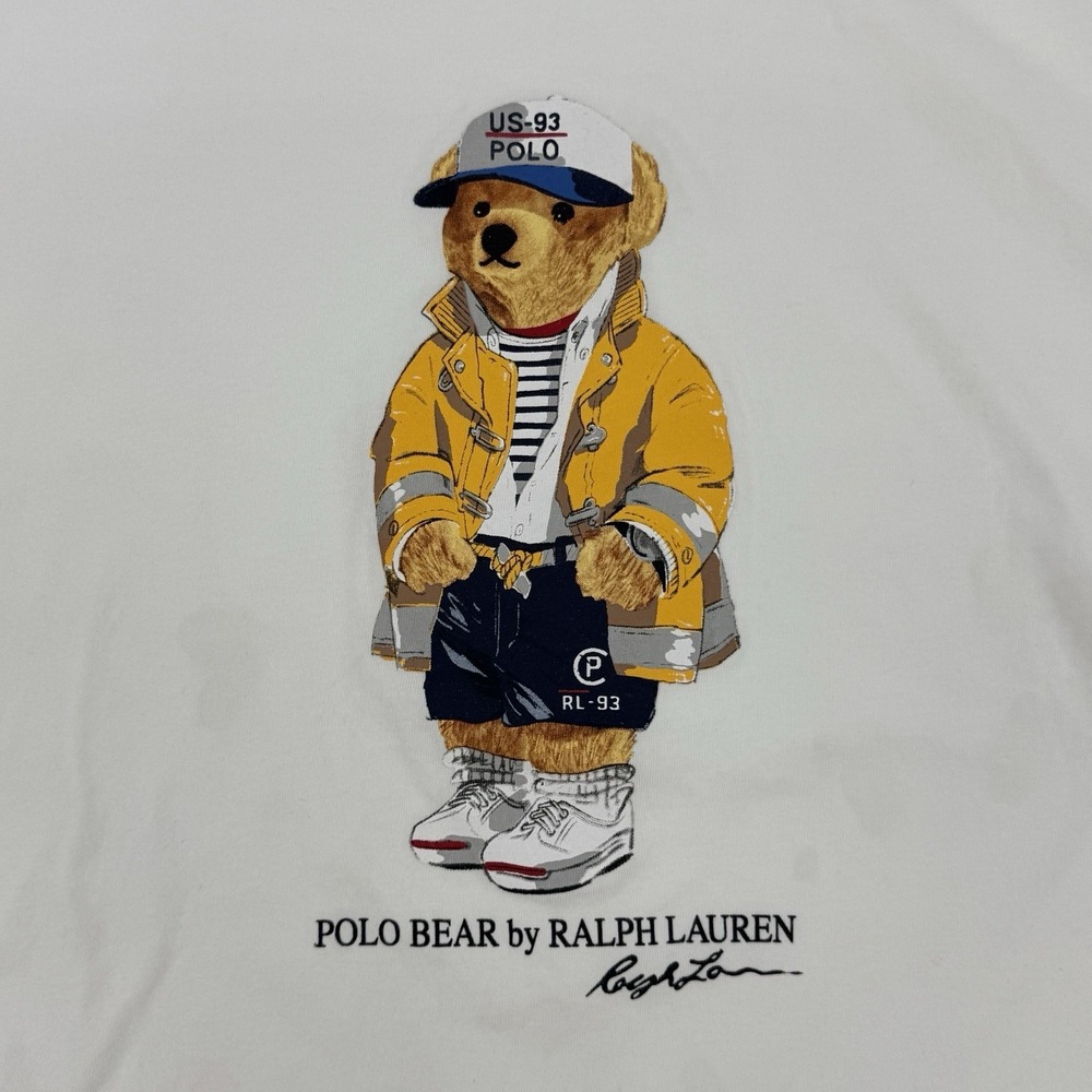 Ralph Lauren Polo Bear T-Shirt US-93 Fireman Bear Graphic White Tee Men's Medium - Picture 2 of 9